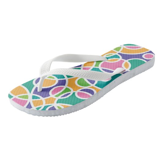 Bright Colorful Crazy Circles Pattern Teenslippers (Schuin)
