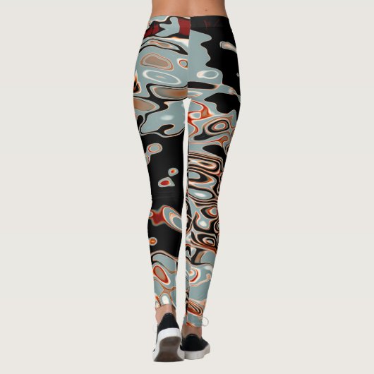 Bright Colorful Crazy Wavy Abstract Pattern Leggings (Achterkant)