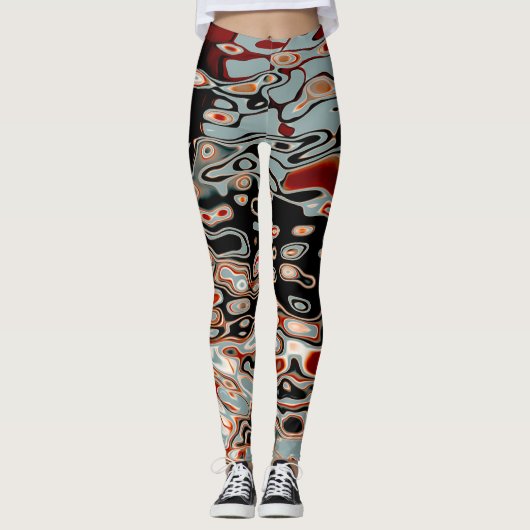 Bright Colorful Crazy Wavy Abstract Pattern Leggings (Voorkant)