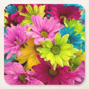 BRIGHT COLORFUL FLOWERS KARTONNEN ONDERZETTERS
