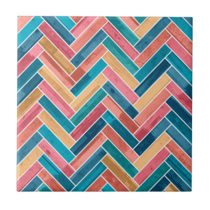 Bright Colorful Herringbone Pattern Tegeltje