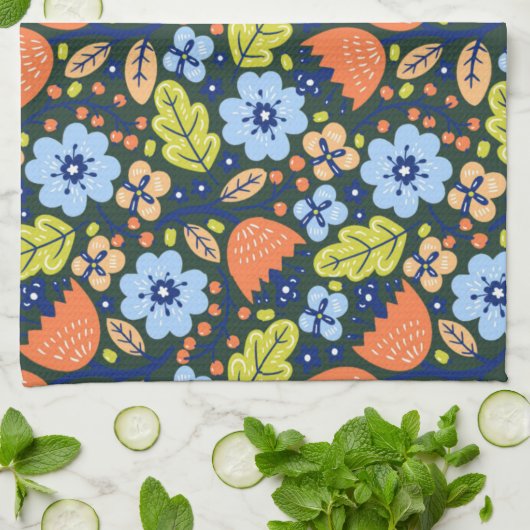 Bright Colorful Modern Pretty Flower Pattern Theedoek (Gevouwen)