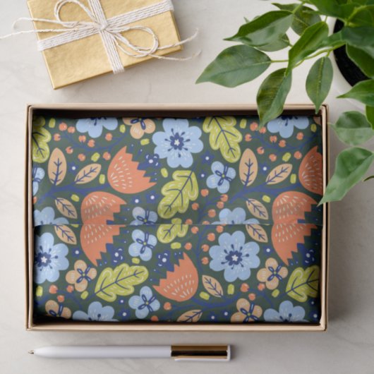 Bright Colorful Modern Pretty Flower Pattern Tissuepapier (Geschenk)
