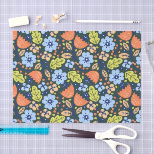 Bright Colorful Modern Pretty Flower Pattern Tissuepapier (Craft)