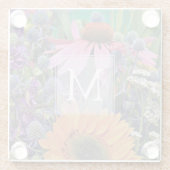 Bright Colorful Monogram Flowers Glazen Onderzetter (Achterkant)