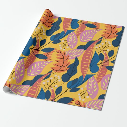 Bright colorful pattern with tropical leaves,  ber cadeaupapier (Uitgerold)