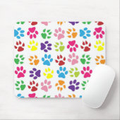 Bright Colorful Paw Prints Pattern Muismat (Met muis)