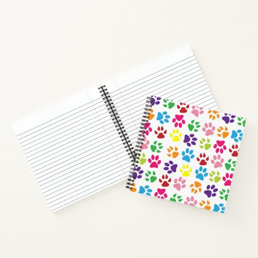 Bright Colorful Paw Prints Pattern Notitieboek (Binnen)