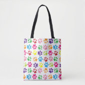 Bright Colorful Paw Prints Pattern Tote Bag (Voorkant)
