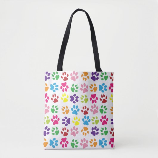 Bright Colorful Paw Prints Pattern Tote Bag (Voorkant)