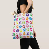 Bright Colorful Paw Prints Pattern Tote Bag (Dichtbij)