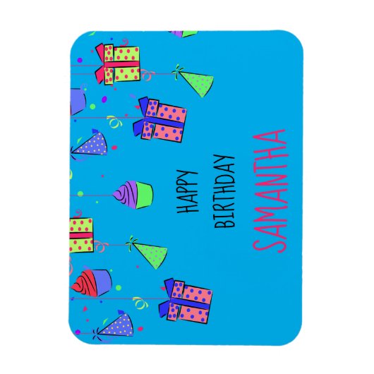 Bright & Colorful - Personalized Happy Birthday Magneet (Verticaal)