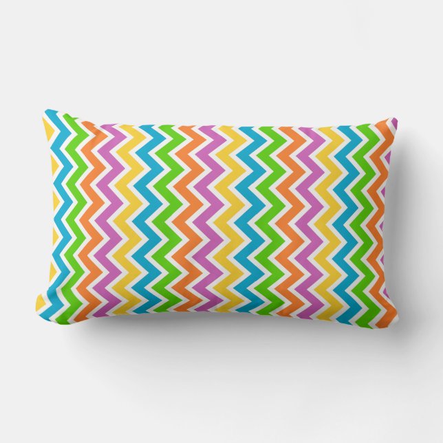 Bright Colorful Rainbow Chevron Pattern Kussen (Voorkant)