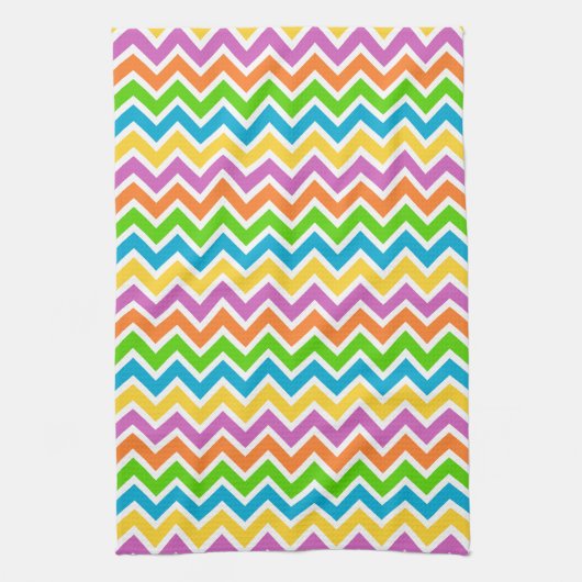 Bright Colorful Rainbow Chevron Pattern Theedoek (Verticaal)