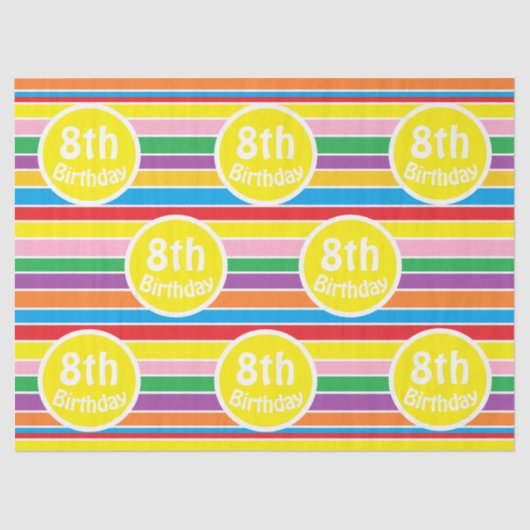 Bright Colorful Rainbow Striped Birthday Age Tissuepapier (Voorkant)