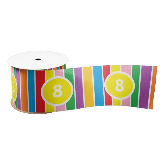 Bright Colorful Rainbow Striped Custom Age Satijnen Lint (Spoel)