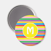 Bright Colorful Rainbow Striped Monogrammed Magneet (Voorkant / Achterkant)