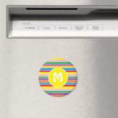 Bright Colorful Rainbow Striped Monogrammed Magneet (Insitu (Vaatwasser))
