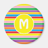 Bright Colorful Rainbow Striped Monogrammed Magneet (Voorkant)
