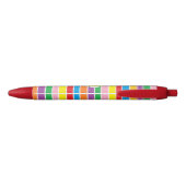 Bright Colorful Rainbow Striped Monogrammed Zwarte Inkt Pen (Achterkant)