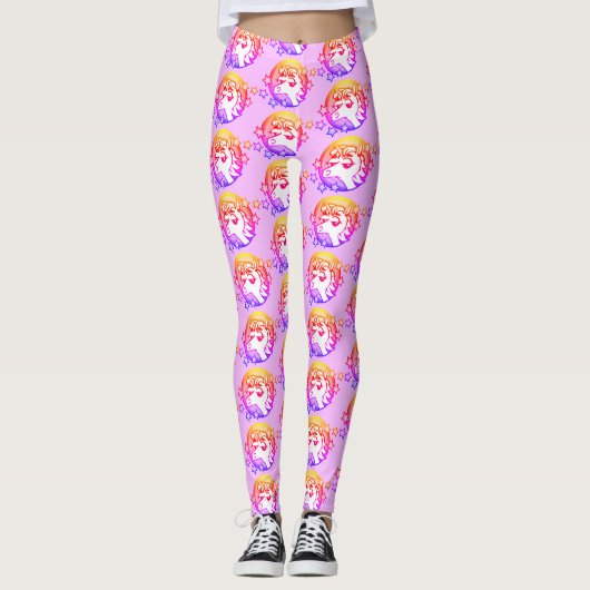 BRIGHT COLORFUL RAINBOW UNICORN PATTERN LEGGINGS (Voorkant)