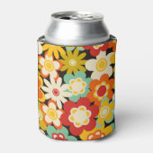 Bright Colorful Retro Cute Floral Pattern Blikjeskoeler (Blikje Voorkant)