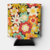 Bright Colorful Retro Cute Floral Pattern Blikjeskoeler (Voorkant)