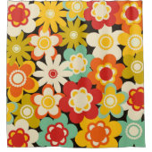 Bright Colorful Retro Cute Floral Pattern Douchegordijn (Voorkant)