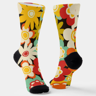 Bright Colorful Retro Cute Floral Pattern Sokken