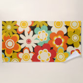 Bright Colorful Retro Cute Floral Pattern Strandlaken (Voorkant)