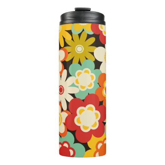 Bright Colorful Retro Cute Floral Pattern Thermosbeker (Voorkant)