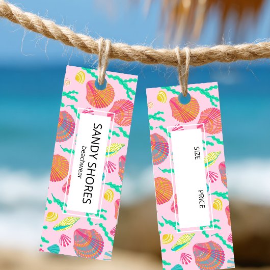 Bright Colorful Seashells Pattern CUSTOM HANG TAG Mini Visitekaartje