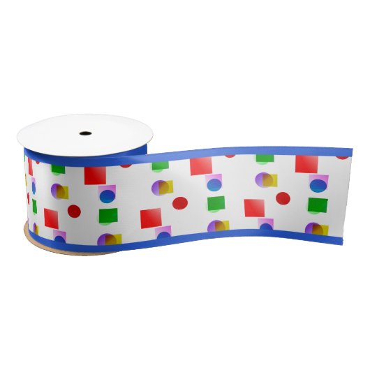 Bright Colorful Squares and Circles, Royal Blue Satijnen Lint (Spoel)