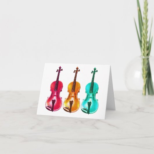 BRIGHT COLORFUL VIOLINS Note card Kaart (Voorkant)