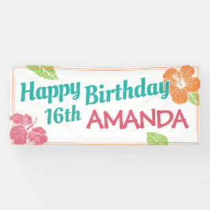 Bright Colors Eiland Luau Verjaardagsfeestje Spandoek