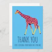 Bright colors giraffe thank you card bedankkaart (Voorkant / Achterkant)