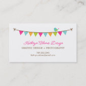 Bright Colors Patterned Bunting en Schattigee Bird Visitekaartje (Voorkant)