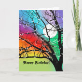 Bright Colors Tree en Moon Birthday Kaart (Voorkant)