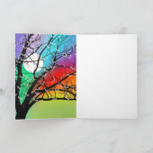Bright Colors Tree en Moon Birthday Kaart (Binnen)