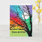 Bright Colors Tree en Moon Birthday Kaart (Gele Bloem)