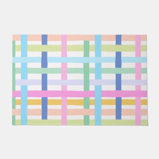 Bright Colourful Rainbow Plaid - Maximalist Fun Deurmat (Voorkant)
