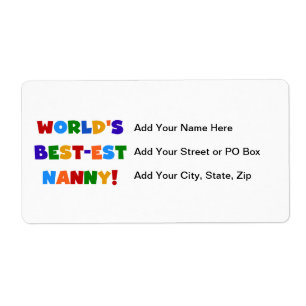 Bright Colours World's Best Nanny Gifts Etiket