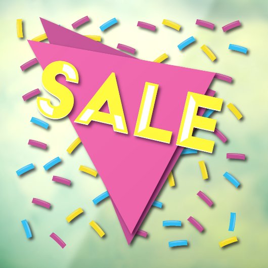 Bright Confetti SALE Storefront Sign Window Cling Raamsticker (Vel 3)
