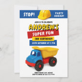 Bright Construction Truck Birthday Kaart (Voorkant)