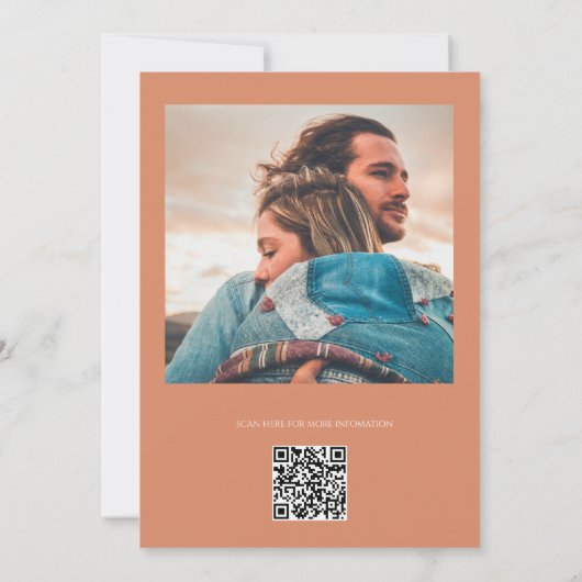 Bright Copper Elegant Modern Calligraphy Wedding Kaart (Achterkant)