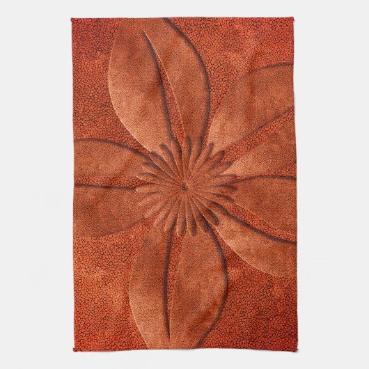 Bright Copper Look Getextureerde Bloem Theedoek (Verticaal)