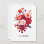 Bright Coral & Fuchsia Floral Bouquet Bedankkaart (Voorkant)