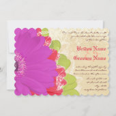 Bright Coral Limoen Paars Gerber Wedding Invite Kaart (Voorkant)