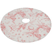 Bright Coral Red, Oak & Elk French Toile Fleece Kerstboom Rok (Gekanteld)