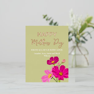 Bright Cosmos Bloemen Happy Mothers Day Gold Folie Feestdagen Briefkaart